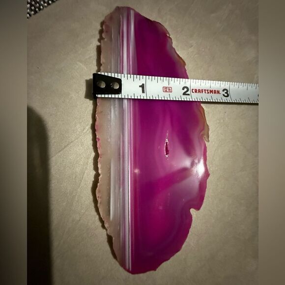Pink Banded Agate Slice – Polished Crystal Display Stone 5.5” Vibrant Color - Picture 8 of 17